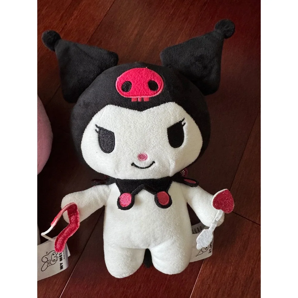 Sanrio My Melody Kuromi Plush Set Strawberry Heart Devil Wings 9-10 Inch Mascot